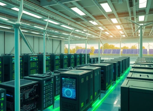 Dynamic view of a cloud mining operation illustrating dogecoin cloud mining profit through renewable energy sources.