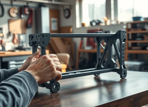 Assembling pf940v2 frame only on a workbench with tools showcasing craftsmanship.