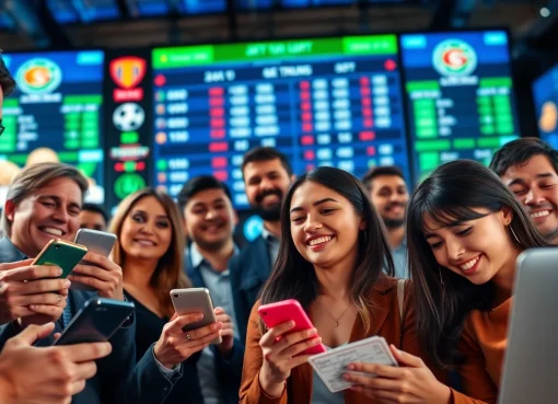 Experience online sportsbooks Texas with diverse bettors engaged in a vibrant atmosphere of excitement.