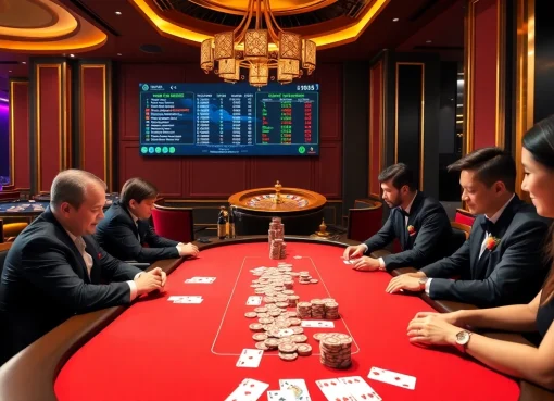Engaging poker scene inspired by https://uu88.blog/ showcasing strategic gameplay in a luxury casino.