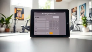 Calculate your body fat percentage calculator with a modern interface in a bright home gym.