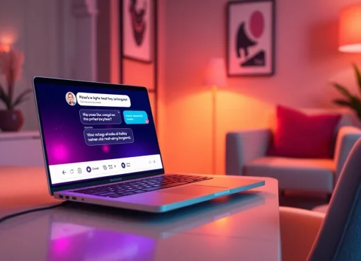 Engaging scene of a cozy digital chat space focusing on sex chat AI interactions.