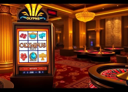 Rasakan sensasi Olympus slot di kasino mewah dengan mesin-mesin berwarna-warni dan motif Yunani.