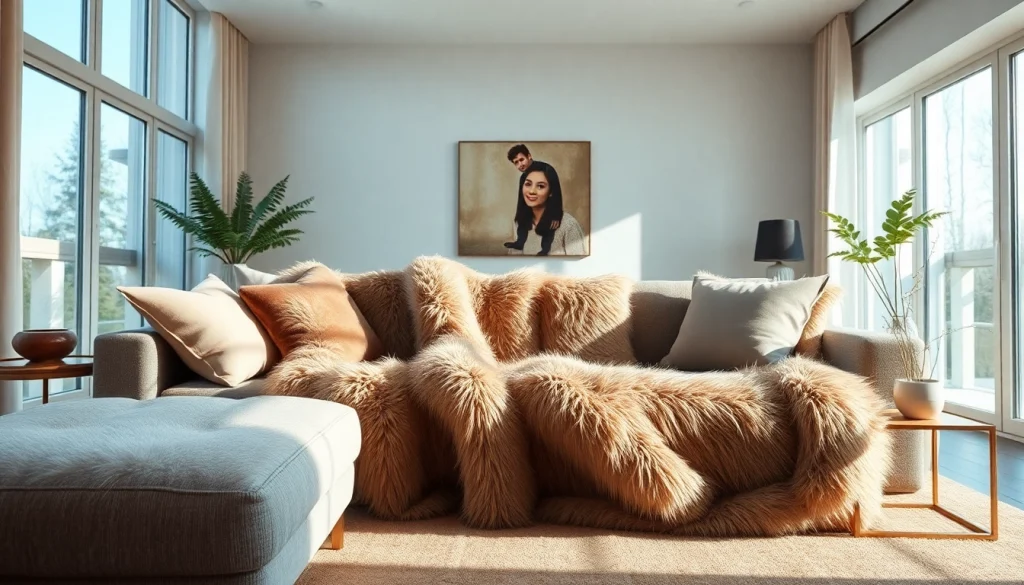 Luxurious nepbont stoffen draped on a sofa, highlighting its texture and elegance.