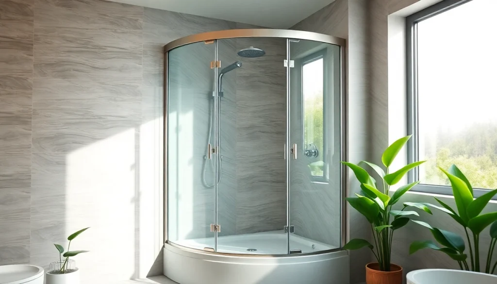 Admire the cabine de douche complete with sleek glass panels and modern fixtures for your elegant bathroom.