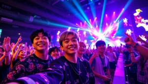 BTS news featuring members engaging with fans in a vibrant concert atmosphere.