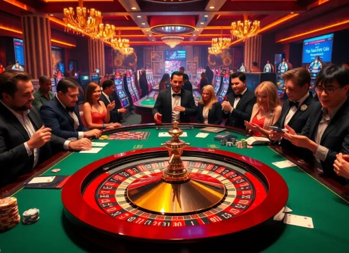 Para penjudi yang bersemangat menikmati pengalaman kasino mewah dengan Depo 5k dan aksi meja roulette.