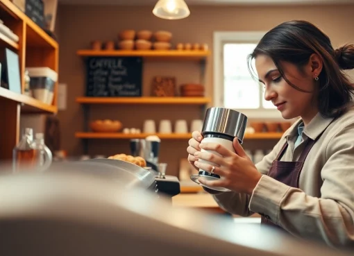 Genießen Sie eine Tasse Kaffee im Coffee Shop Verband Lloret de Mar mit freundlichem Barista.